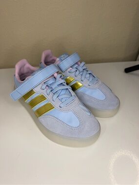 Adidas x Disney Frozen Kids Sneakers Size 2 – Blue & Gold Hook & Loop